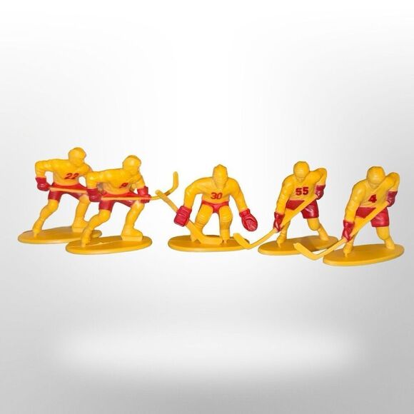 Kaskey Hockey Guys Figures Orange Red, Blue White & Referee Players Cake Toppers - Picture 2 of 4